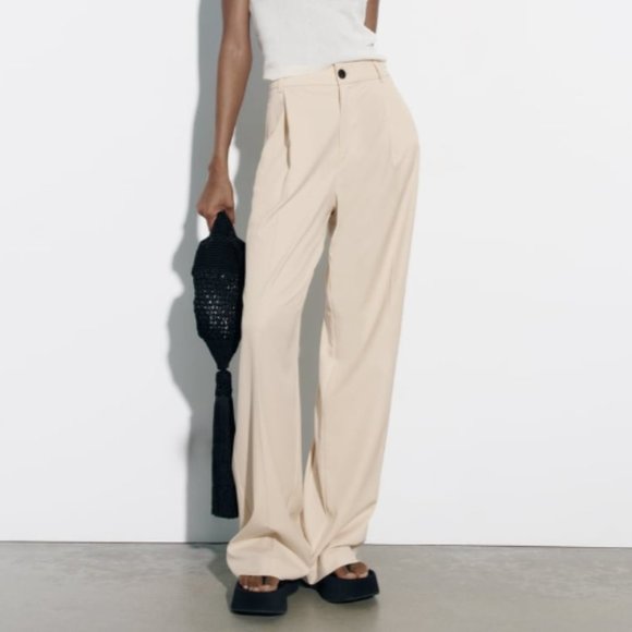 Women's Zara Full Length Pants In Vanilla, Size Small - Picture 1 of 9